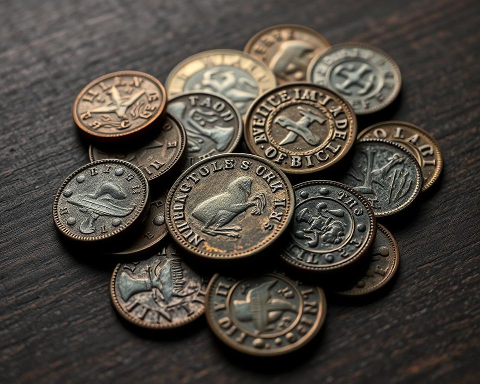 Moedas antigas de valor numismático