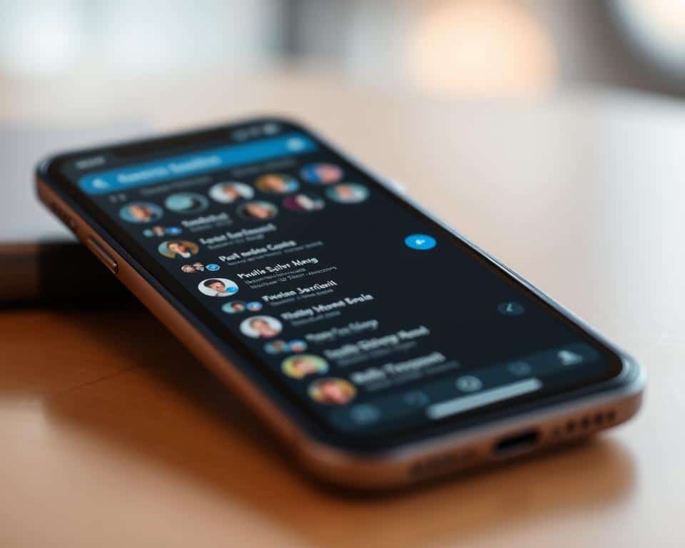 A modern smartphone screen displaying a social media app interface, showing a list of profiles and their recent activity. The foreground features a clean, minimalist UI design with intuitive icons and a crisp, high-resolution display. The middle ground showcases a diverse range of user avatars, conveying a sense of connectivity and engagement. The background subtly blurs, creating a sense of depth and focus on the central application. Soft, diffused lighting emanates from the screen, lending a sleek, contemporary aesthetic. The overall atmosphere evokes a sense of utility and functionality, reflecting the practical nature of the application's purpose.