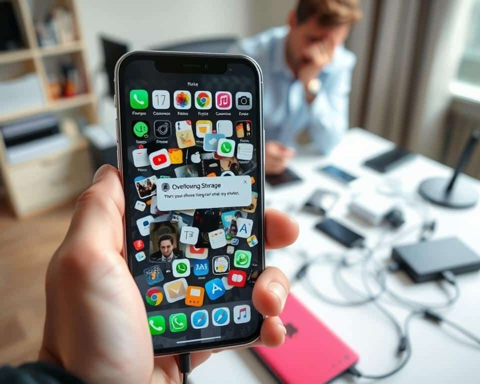 Armazenamento de celular lotado Armazenamento de celular lotado