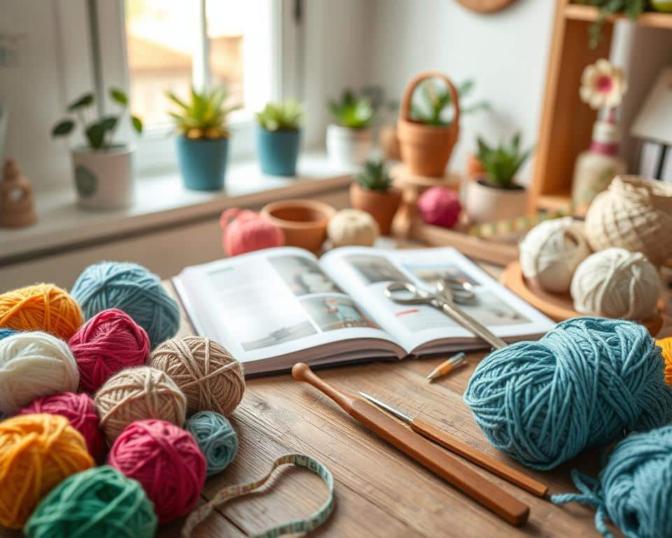 materiais de crochê