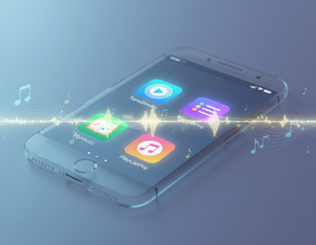 Interface de aplicativos para baixar músicas no celular