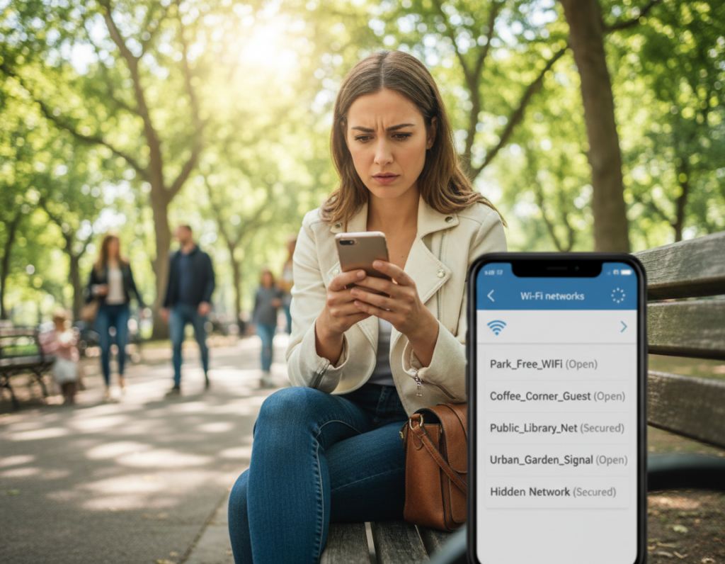 pessoa buscando internet gratuita próxima no celular