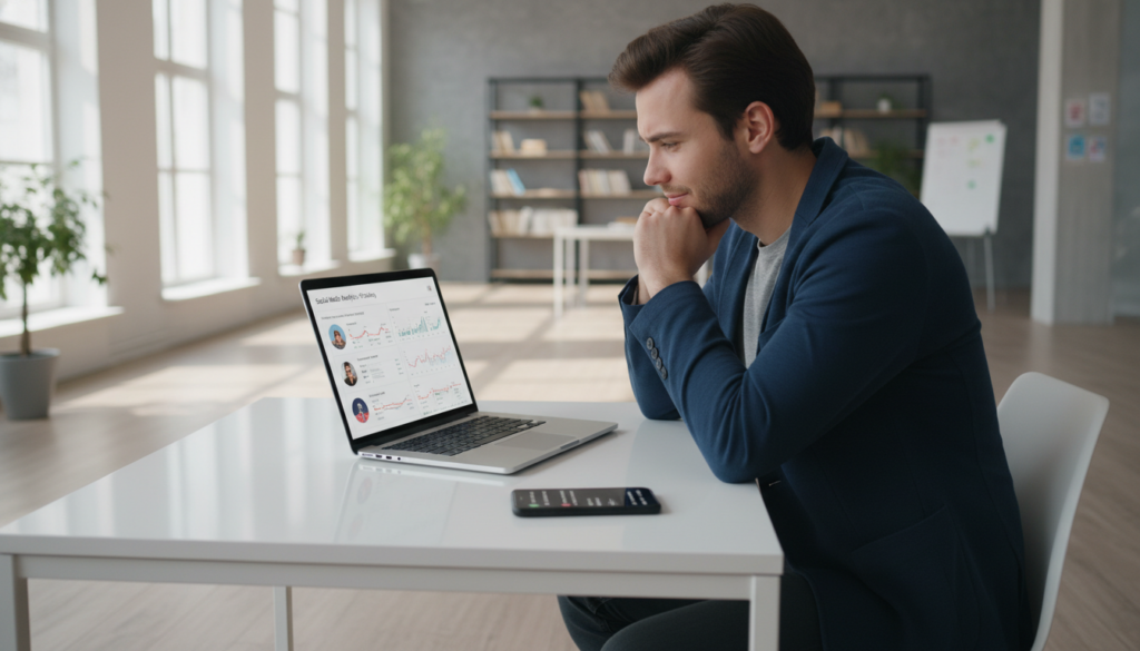 usuário curioso com rastreamento de perfil nas redes sociais