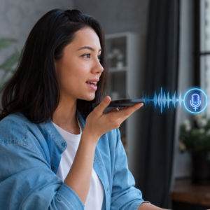 Assistente virtual com IA que atende comandos por voz no iPhone